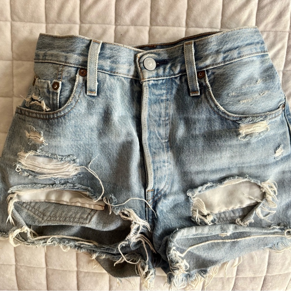 Levi’s 501 distressed jean short cutoff’s 25 premium